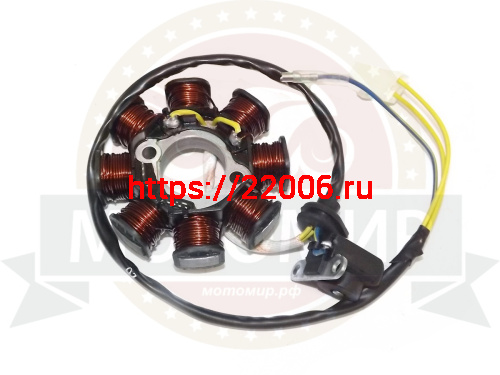Зажигание 4х т GY6-50, QT-3-1 голое (без маховика) (cтатор 8 катушек 3 провода) Activ Novo фото 2