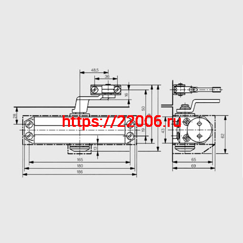 Доводчик Dorma (Дорма) дверной TS 77 EN 2, с рычажной тягой, серый фото 2