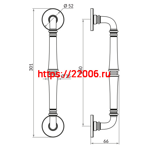 Ручка-скоба Punto (Пунто) PULL.ARC.SORENTO OS-9 античное серебро фото 4