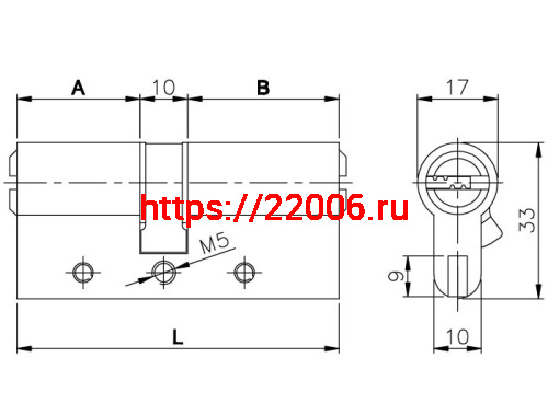 Цилиндровый Kale kilit (Кале килит) механизм 164 DBN-E/80 (30+10+40) mm латунь 5 кл. фото 3