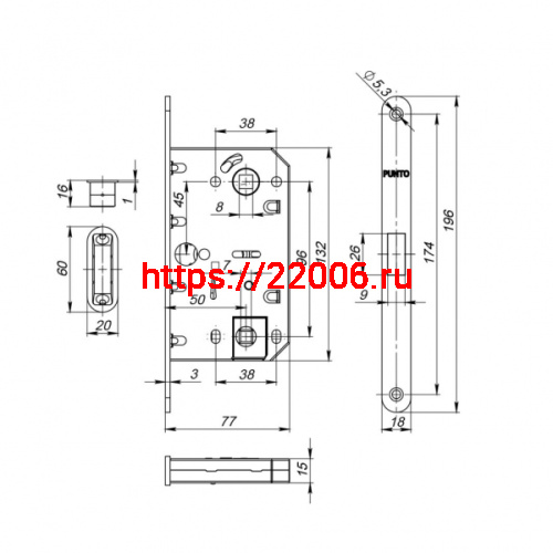 Защелка Punto (Пунто) врезная магнитная ML96WC-50 BL (черный) фото 3