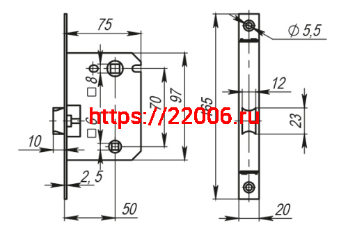 Защелка Armadillo (Армадилло) врезная LH 720-50 SG-1 Мат. золото BOX на 70мм /прям/ фото 3