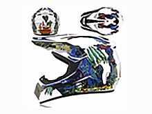 Мотошлем VIRTUE MD-905 Кросс белый с синим граффити (S)